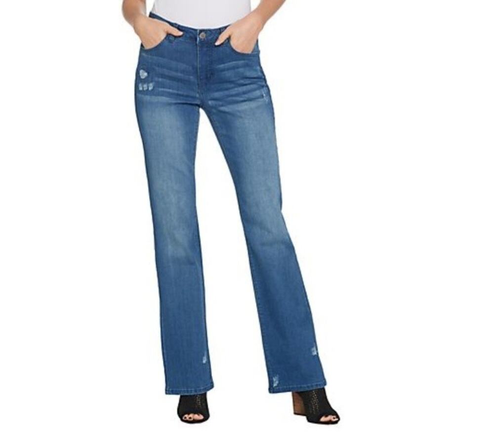 Women With Control Size 10 Indigo Boot Cut Denim Jeans A344067